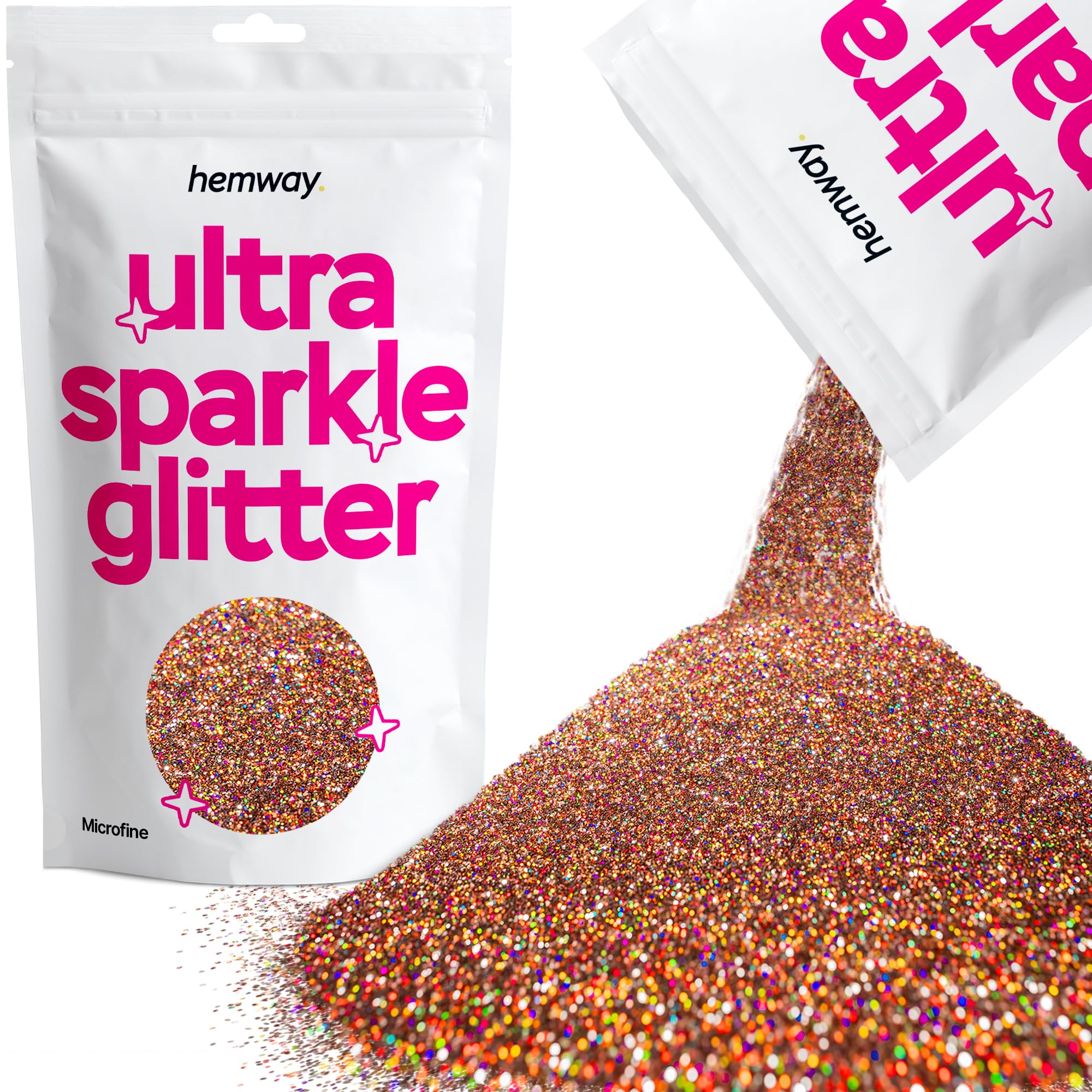Hemway Ultra Sparkle Glitter Bronze Brown Holographic 100g Microfine | Glitter for Arts & Craft, Makeup, Nail Art, Crafting, Card Making, Sparkle Decoration