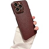 Caseative for iPhone 16 Pro Max Case,Solid Color Leather Pattern Full Camera Lens Protection Anti-Fingerprint Compatible with iPhone Case (Wine Red,iPhone 16 Pro Max)