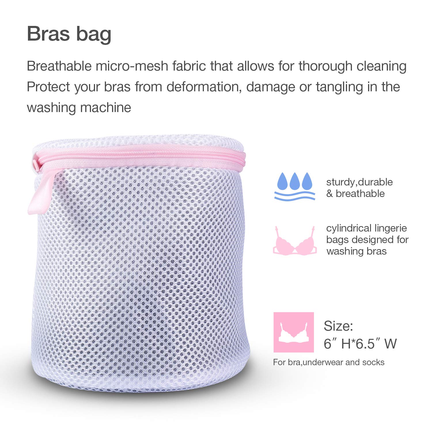 DMplus 7PCS Bolsa Lavadora, Bolsas para Lavandería de Malla con Cremallera. 5 Tamaños para Ropa Interior, Camisetas, Pantalones, Sujetadores. Bolsas de la Colada para Proteger y Organizar Ropas.