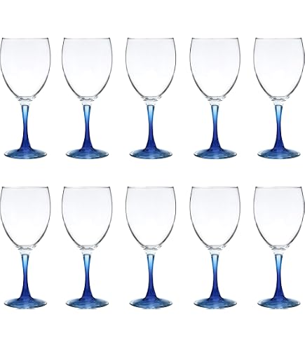 Amazon.com | Blue Wine Glasses Set of 6-12 oz Colored Wine Glasses  Stemless, Birthday Gift, Cobalt Colored Tall Stemmed, Unique Wine Glasses,  Colorful Wine Glasses, Colored Glassware - Dark Blue: Wine Glasses