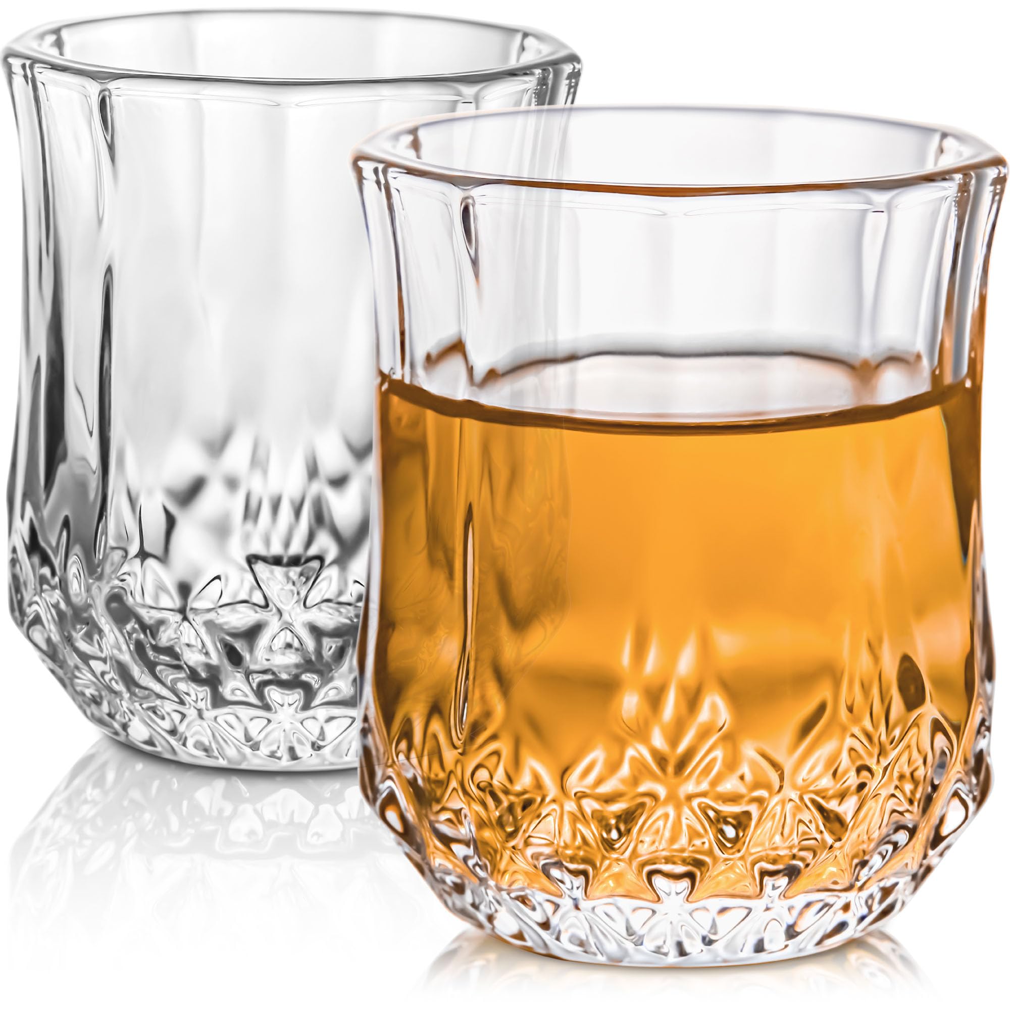 Praknu Glass Shot Glasses Set of 6 - Heavy Base - 1.5 oz / 40ml - Dishwasher Safe - Ideal for Liquor Shots, Tequila, Vodka