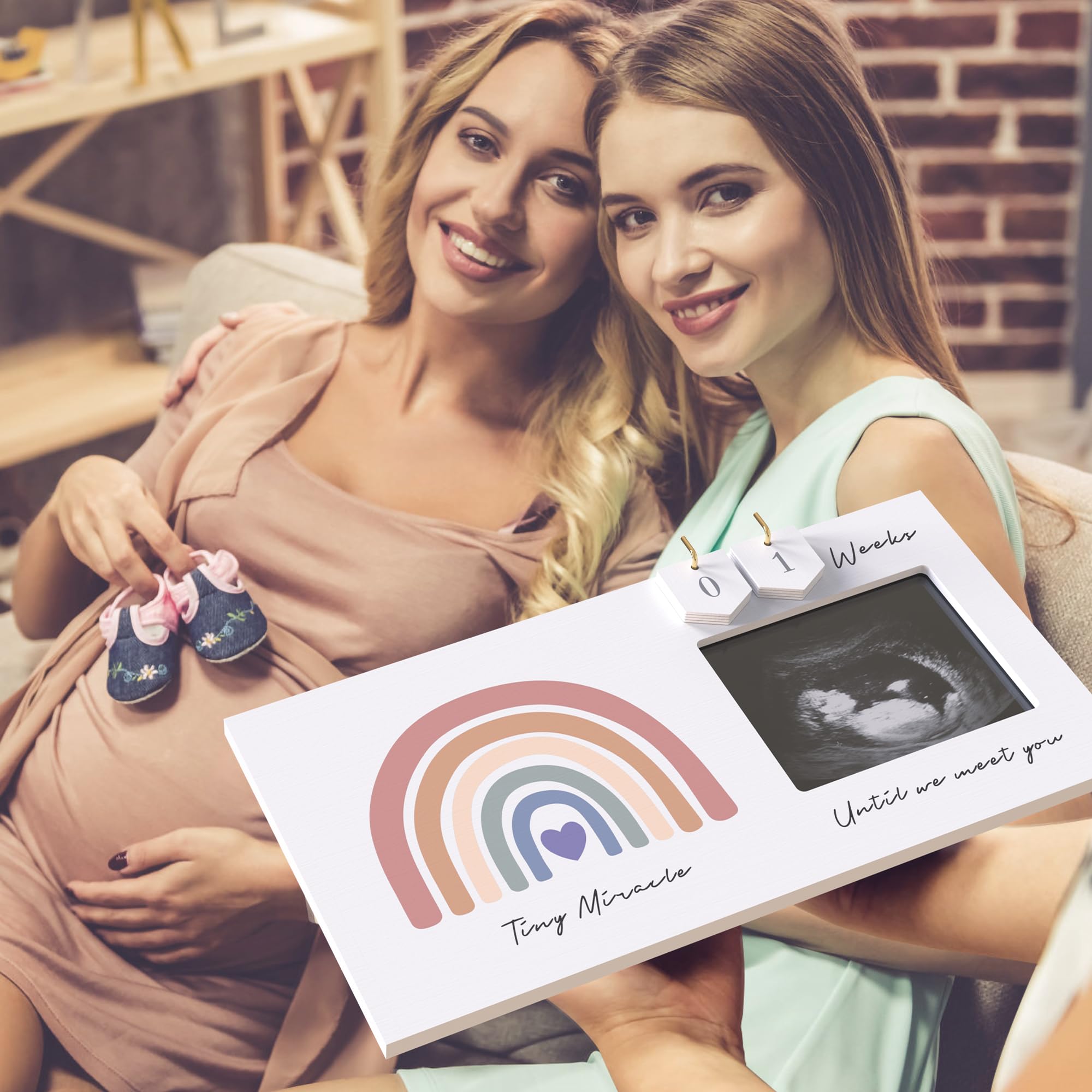Rainbow Baby Sonogram Picture Frame Countdown Weeks, Pregnancy Announcement Ideas, 4