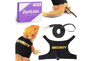 ZeriLion Bearded Dragon Harness & Leash Kit, Escape-Proof Adjustable Lizard Lead for Walking, Fun Costume Accessory