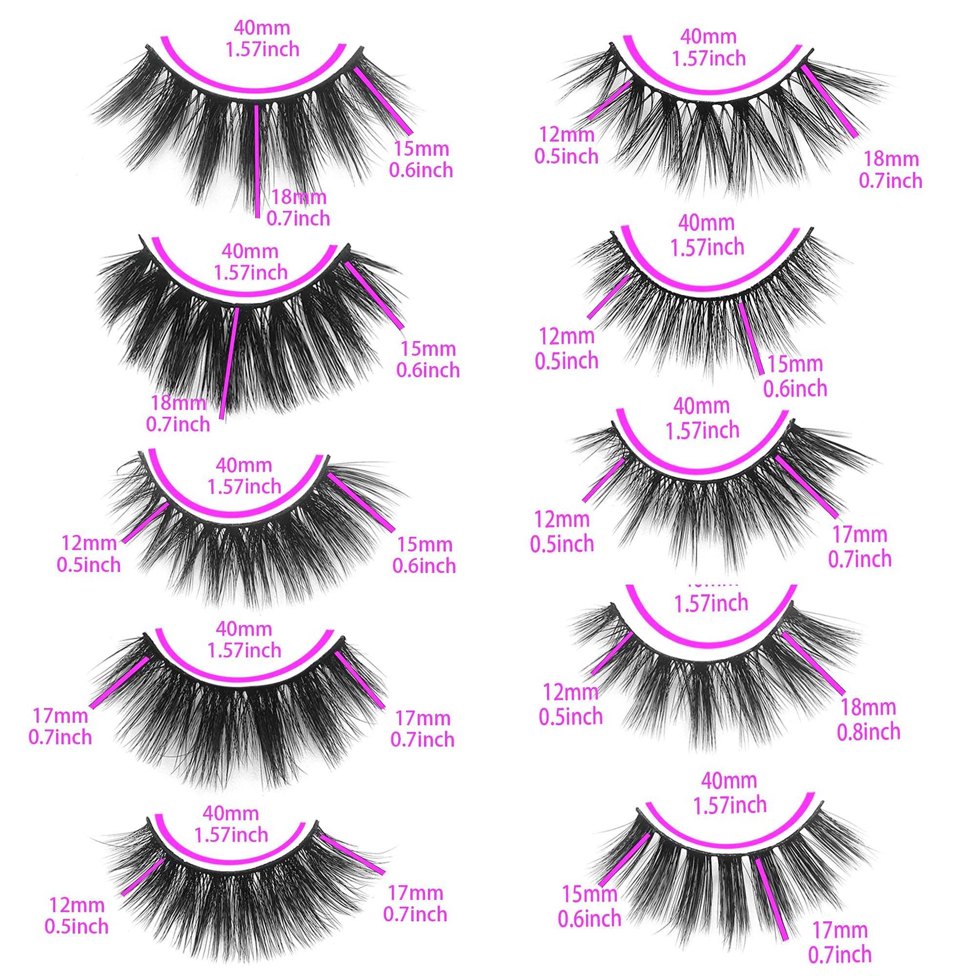 Lashes Bulk Christmas Gifts Mikiwi 30 Pack Eyelashes, 12-20mm 5D Fake Mink Eyelashes Wholesale, Fluffy Natural Volume Eye Lashes, Individual Package Faux Mink Lashes Wholesale