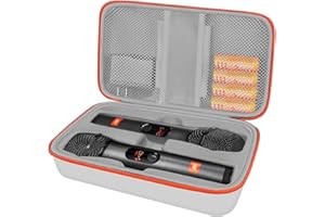JOSMAX Wireless Microphone Case Compatible with J-B-L Wireless Two Microphone System, Portable Handheld Dual Mic Travel Storage Bag for Singing or Karaoke for Receivers, Adapters, AA Batteries - Grey