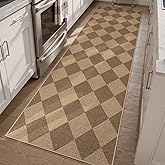 Lanffia Checkered Easy Jute 2x8 Runner Rug, Washable Runner Rug for Kitchen, Nature Indoor Outdoor Runner Rugs for Hallway 8ft Non Slip, Checkerboard Front Door Carpet for Laundry Entryway