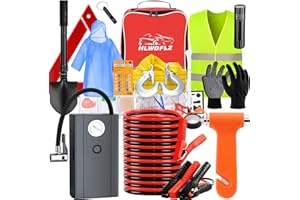 HLWDFLZ Car Roadside Emergency Kit, Vehicle Truck Safety Emergency Road Side Assistance Kits with Jumper Cables, Red