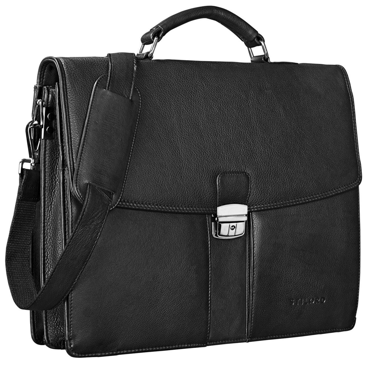 STILORD Maletín Piel Negro Hombres Mujeres Clásico para Hombres Mujeres Ejecutivo Trabajo