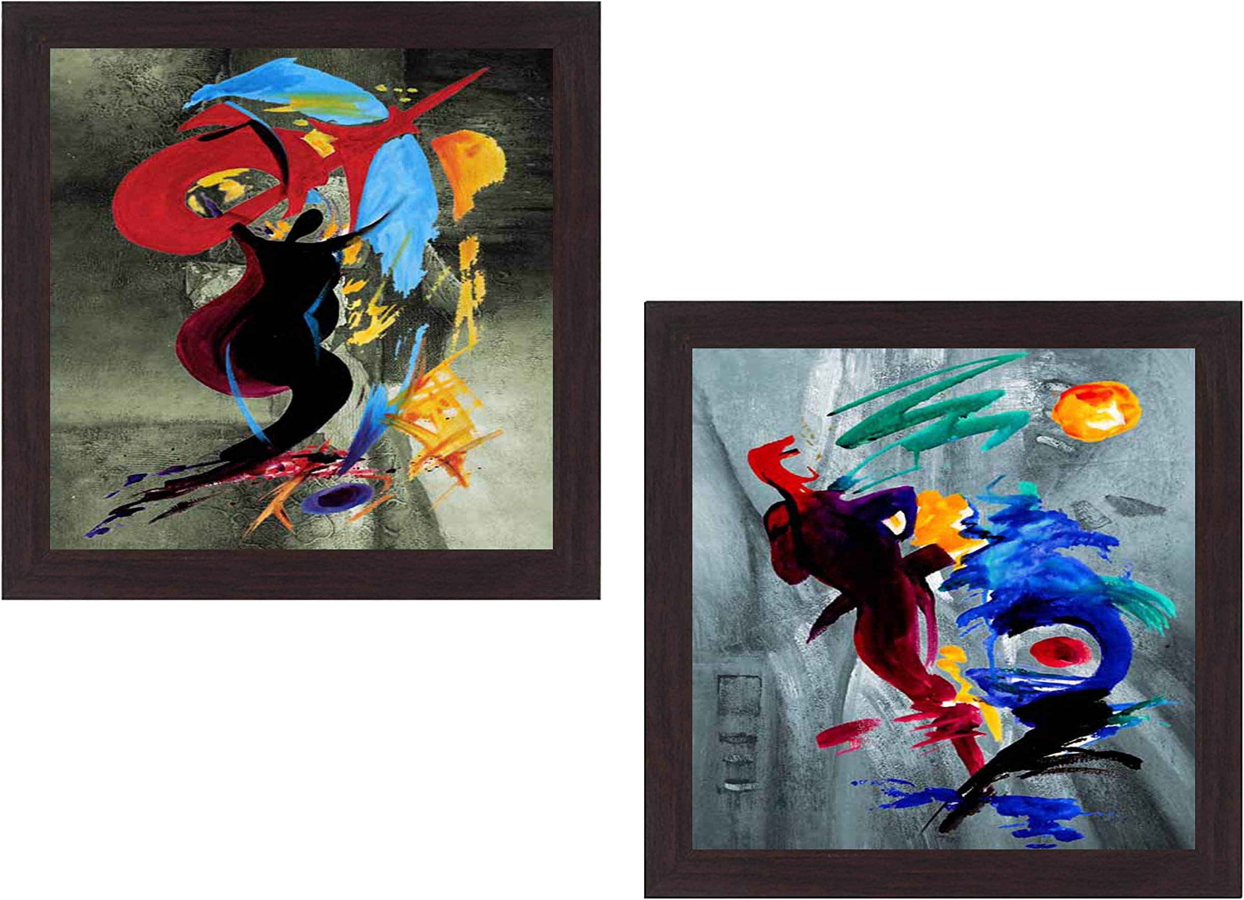 Wens 'Abstract Art Beauty' UV Textured Wall Painting (Synthetic Wood, 35 cm x 71 cm x 2.5 cm, Brown, Set of 2)