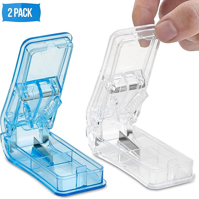 Pill Splitters (Pack of 2) Pill Cutters with V Grip for Small and