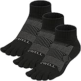 VWELL Merino Wool Toe Socks for Men and Women, Moisture Wicking Ankle Five Finger socks Athletic Running (3Pairs)