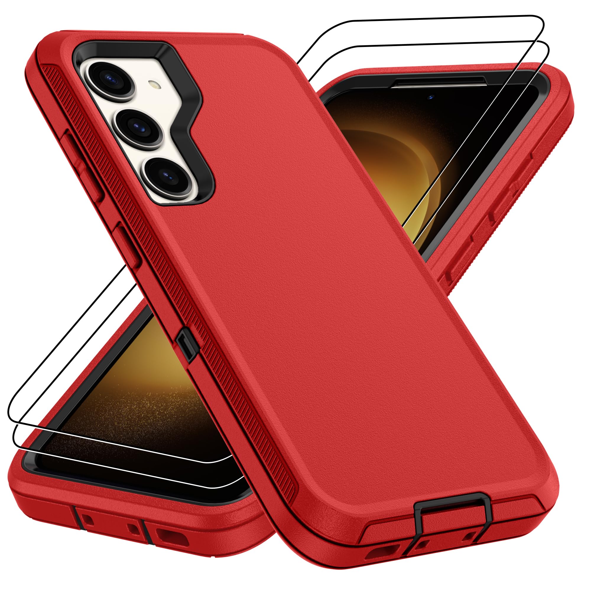 For Samsung Galaxy S23 Plus Case : 14FT Military Grade Drop Protection & Anti-Slip Design Phone Case with 2Pc HD Screen Protector,Shockproof/Dustproof/DropProof Protective Case for S 23 Plus-Red