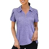 Viracy Womens Golf Polo Shirts 1/4 Zip Up Overlap Short Sleeve Quick Dry Workout Tops