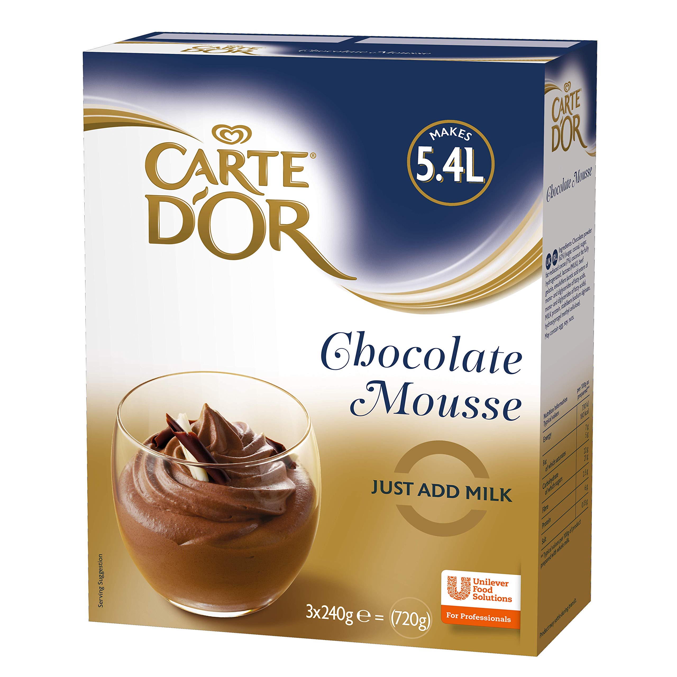 Carte D'Or Chocolate Mousse Dessert Powder Mix, 720 g (Makes 5.4 Litress)