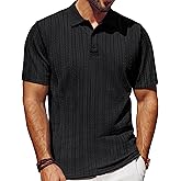 PJ PAUL JONES Mens Polo Shirts Short Sleeve Fashion Textured Polo Shirt Regular Fit Stretchy Golf Shirts