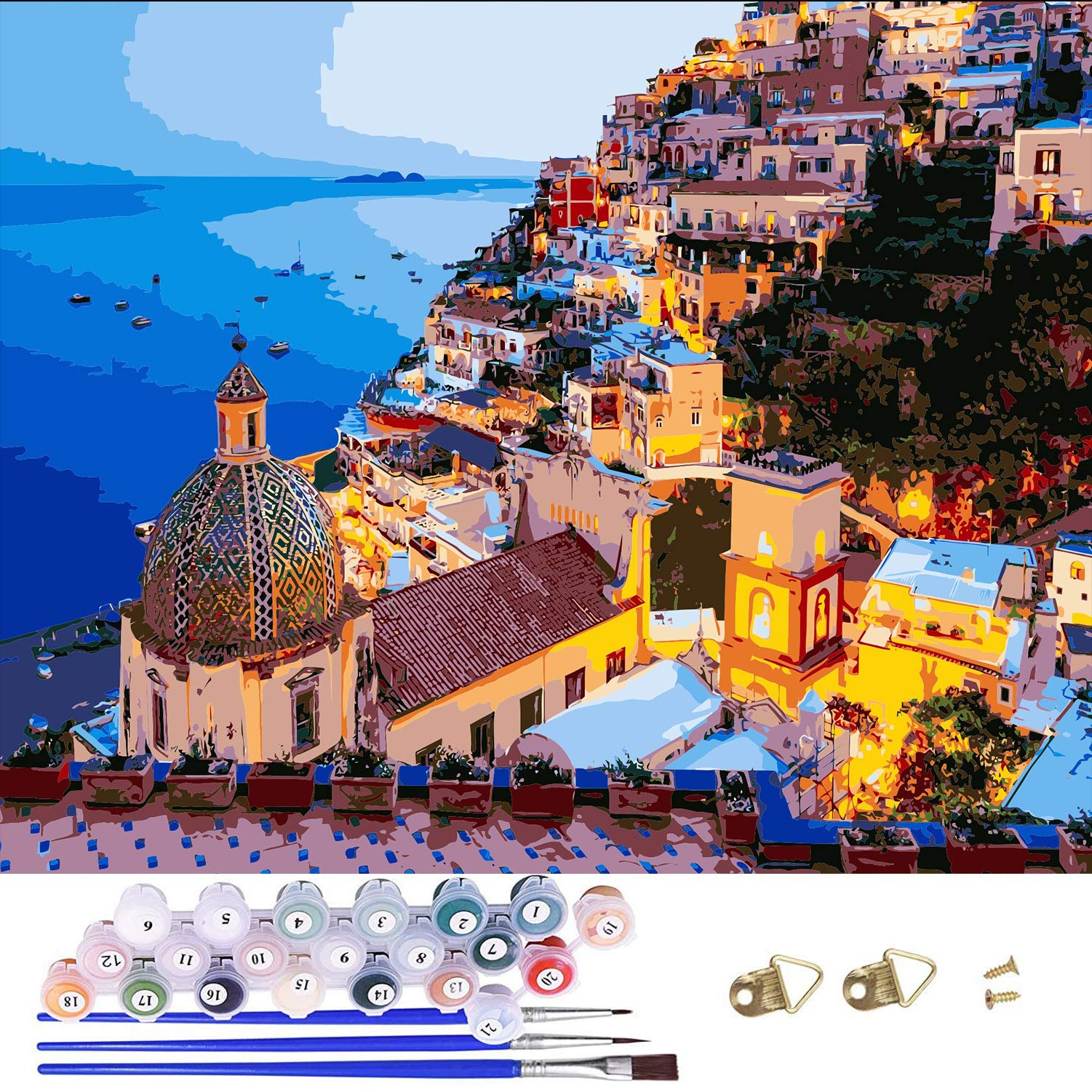 Tokin zacy Paint by Numbers for Adults,DIY Canvas Oil Painting Kit for Beginner with Paint Brushes and Acrylic Pigment,Digital Painting Home Wall Decoration Gift-(Venice) 16 * 20 inch Frameles