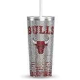 Hydrapeak x NBA Officially Licensed Chicago Bulls 25 oz Rhinestone Bling Tumbler with Straw Lid, Glitter Leakproof Stainless Steel Water Bottle