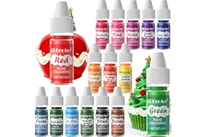 Food Coloring Liquid - ERCorArt 16 Colors Food Coloring, Food Grade Food Dye, Tasteless Food Color Set for Cake Decorating, Easter Egg, Cooking, Fondant - 0.25 Fl Oz