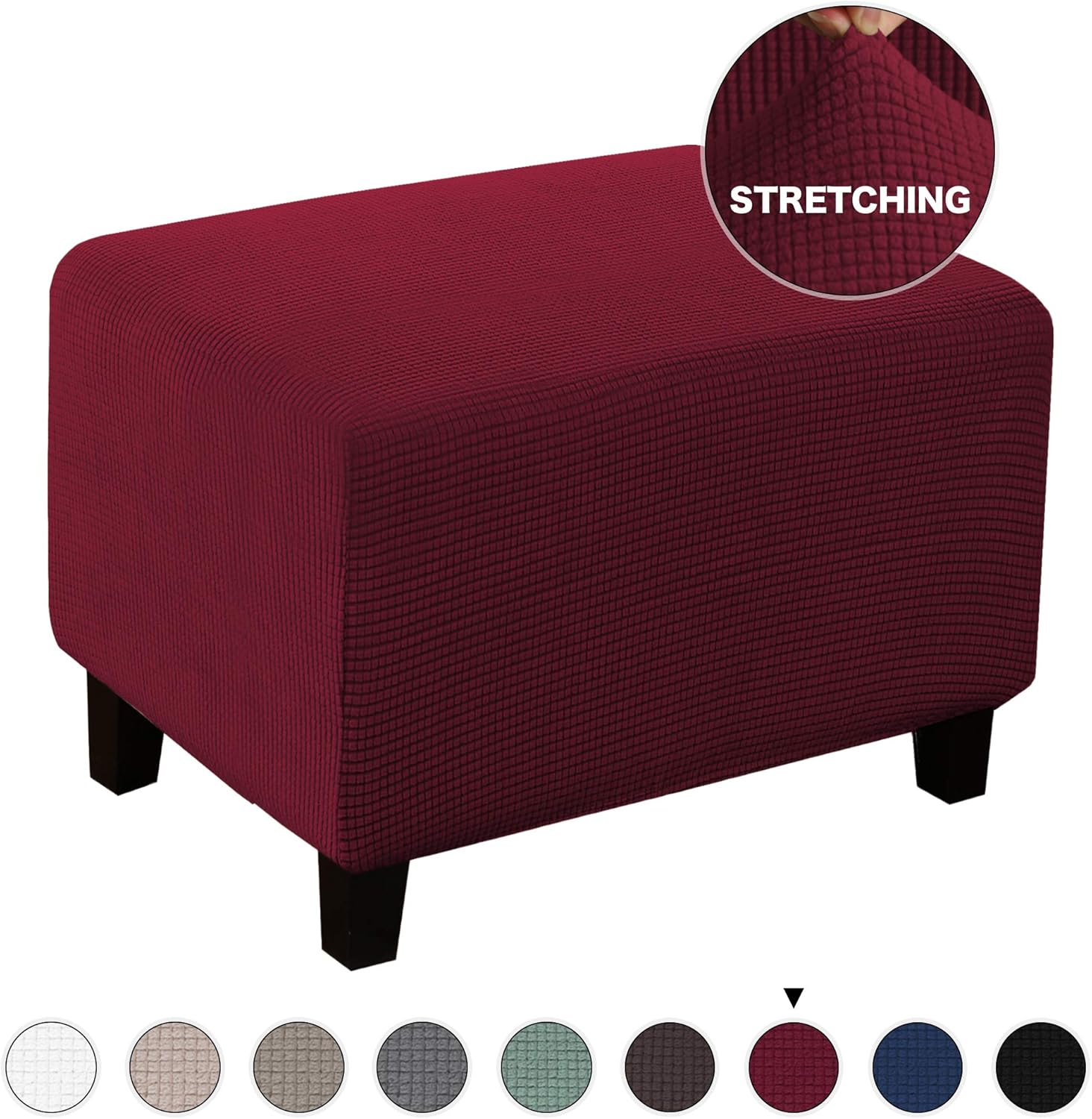 Stretch Ottoman Slipcovers Rectangle Storage Protect Covers Square