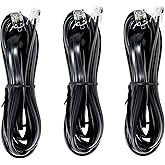 JMZLY RJ12 Cable Phone Cord RJ12 6P6C Male to Male Straight Wired for Both Data and Voice Use Black - 10Feet3 Pack