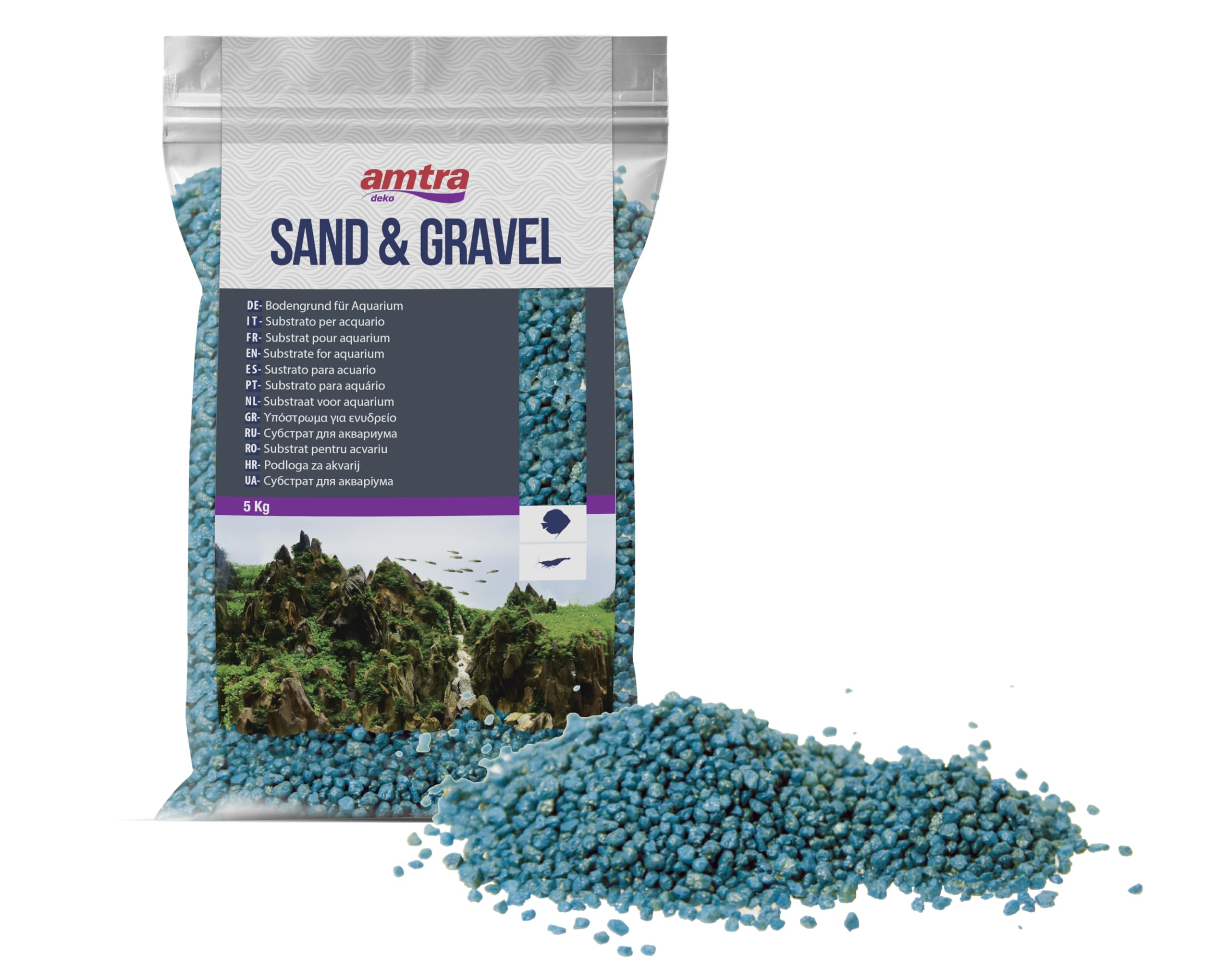 Amtra Wave Ceramic Quartz Gravel for Aquariums Turquoise, 5 kg