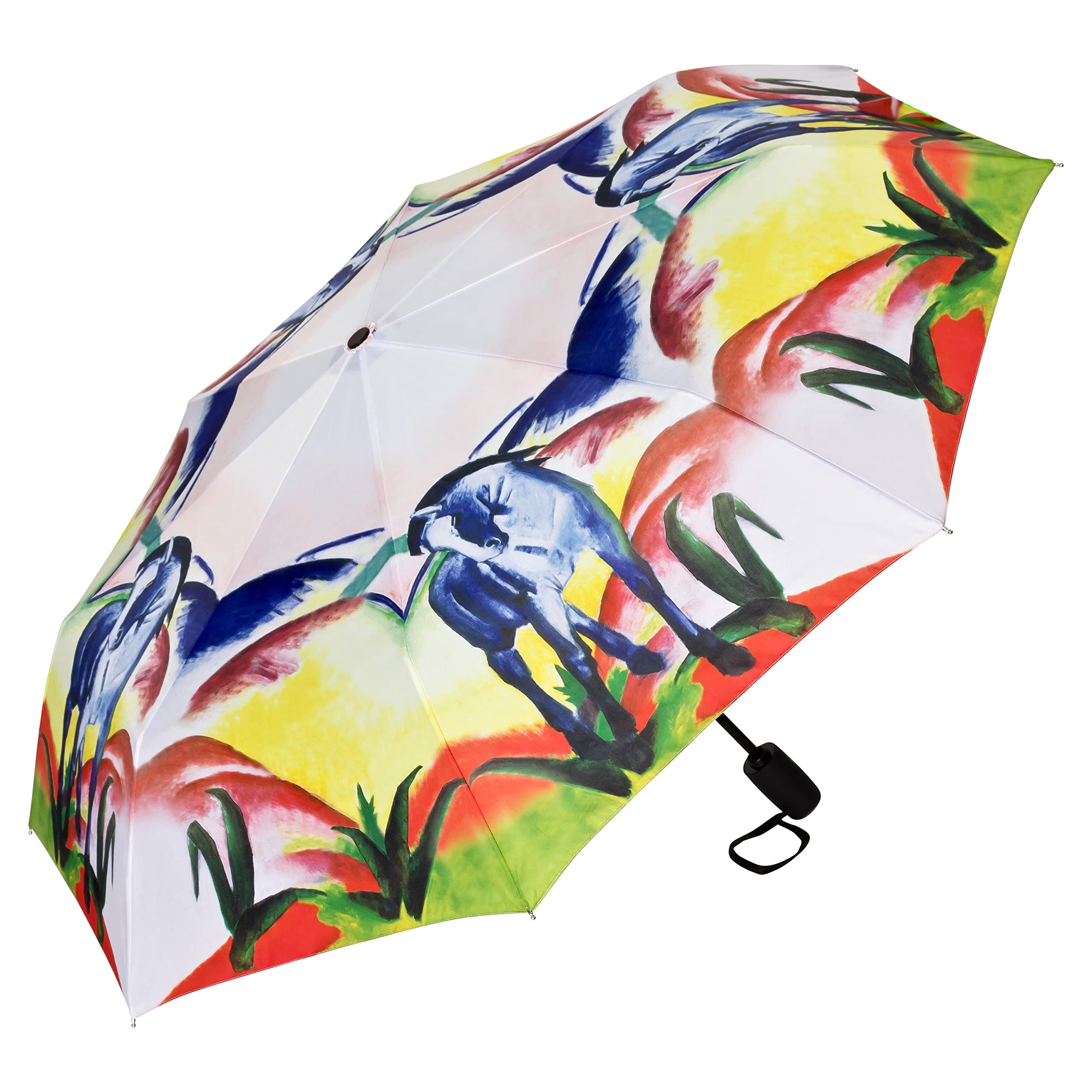 VON LILIENFELD Folding Pocket Umbrella Telescopic Automatic Lightweight auto Open Women Men Art Franz Marc: Blue Horse