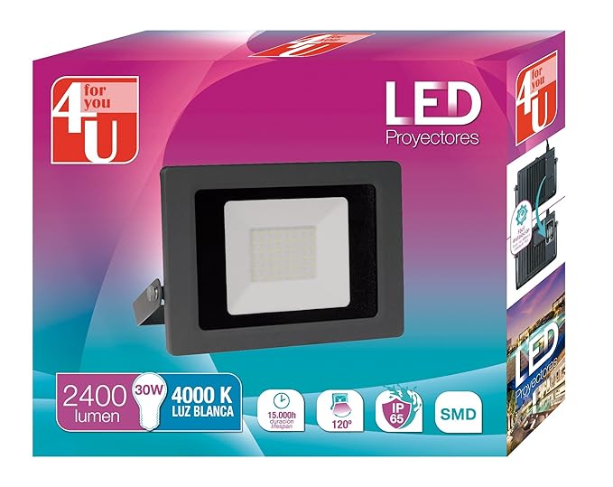 4U LED Proyector - Foco de Exterior de Potencia 30 W, Resistente ...