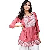 STRISWAG Short Kurti for Women | Indian Tunic Tops for Women | Indian Ethnic Tunic Top | Embroidered Tops 3/4 Sleeve Top
