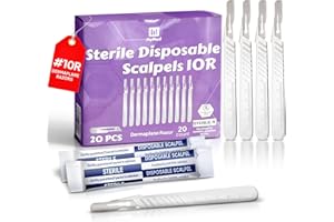 MyMed Pack of 20 Dermaplane Razor for Women Face Disposable 10R Blades Dermaplaning Scalpels - Size 10R Scalpel Blades, Scalpel for Dermaplaning Tool 10R Scalpel Disposable Scalpels