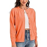 UQOIIL Womens Cardigan Sweaters Basic Button Down Casual Dressy Classic Crewneck Spring Long Sleeve Tops (S-2XL)