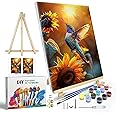 JOOZ Paint by Numbers Kit for Adults with Frame, Hummingbird Paint by Number with Easel, DIY Hummingbird Oil Painting by Numbers, Adult Paint by Number Kits Framed Canvas for Wall Decor 8x12 Inch