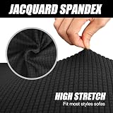 HEYOMART High Stretch Sofa Cover Jacquard Knitted Thick 4 Seater Black view 3