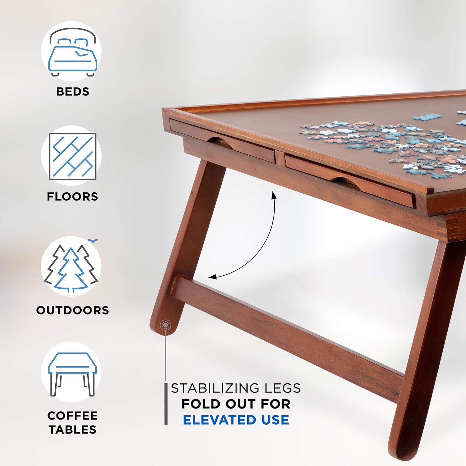 Jumbl Puzzle Board Rack | 27” x 35” Wooden Jigsaw Puzzle Table w/ 6 Storage & Sorting Drawers | Smooth Plateau Fiberboard Work Surface & Reinforced Hardwood | for Games & Puzzles Up to 1,500 Pieces: Toys & Games
