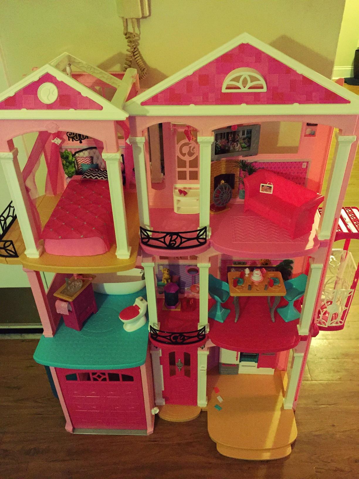 barbie dreamhouse doll 3 story furniture girls play beverl