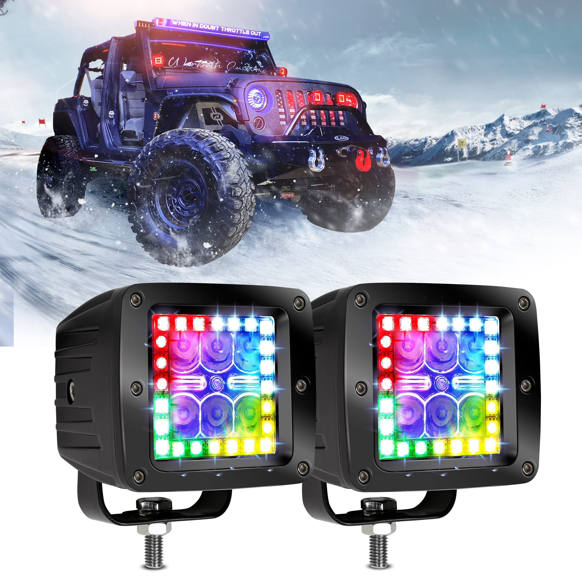 Nicoko 18w 3" Led Work Light with Chaser RGB Halo