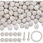 Hicarer 120 Pcs Rhinestone Beads for Bracelets Pen Making 10mm Shiny Crystal Diamond Clay Disco Ball Polymer Round Bead Bulk for Crafting Jewelry DIY Bracelet Necklace(AB Color)