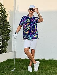 Xdceu Hawaiian Golf Shirts for Men Hawaiian