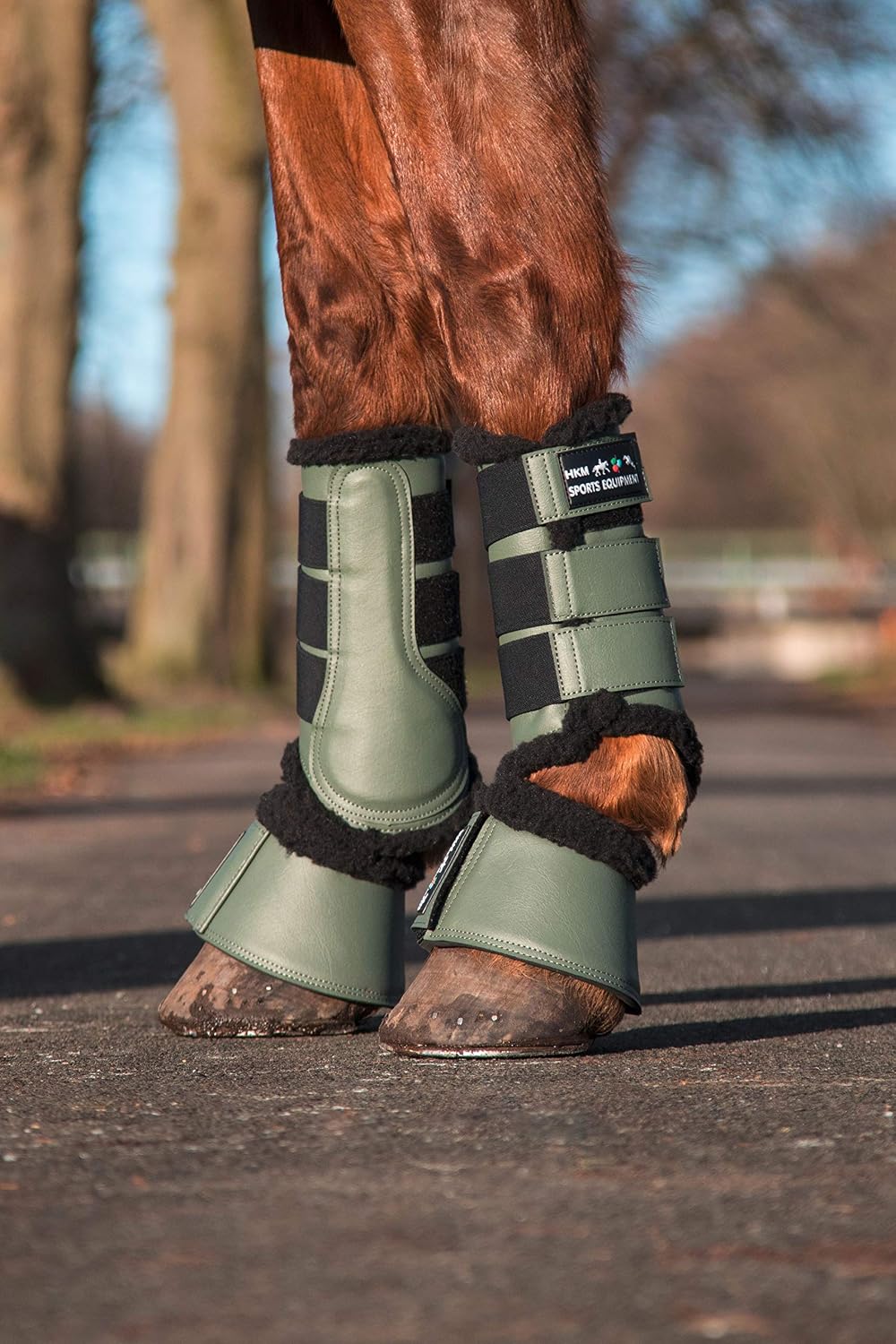 HKM 8585 Comfort Tendon Boots, Teddy Lining, Imitation Leather, Artificial Leather, Anatomical, unisex, Horse equipment, 8585, dark brown, L - Image 4