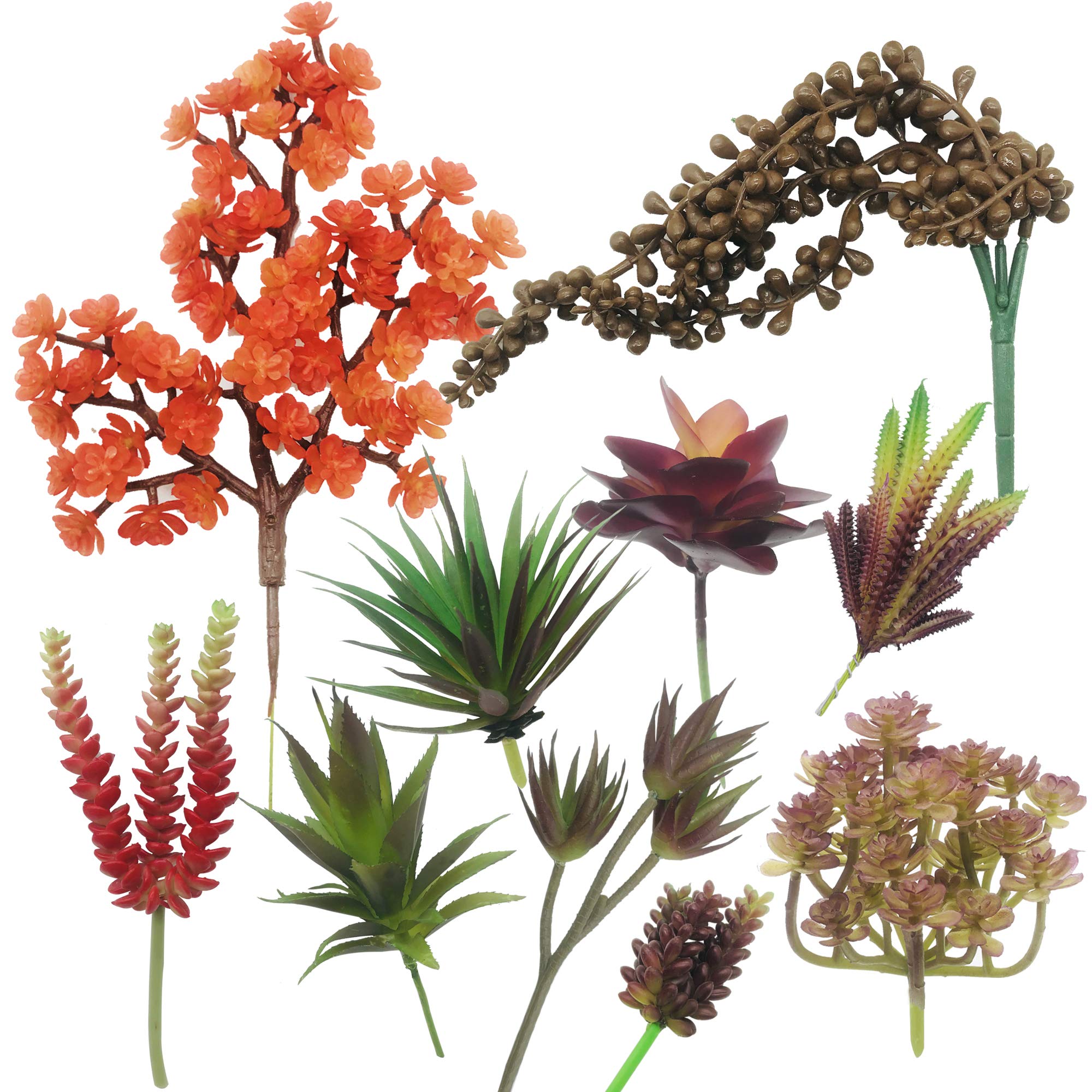 Cayway 10 PCS Artificial Succulents Picks, Mixed Color Artificial Succulent Plants, Faux Succulents Fake Succulent Bouquet String of Succulent Faux Succulents Floral Arrangement