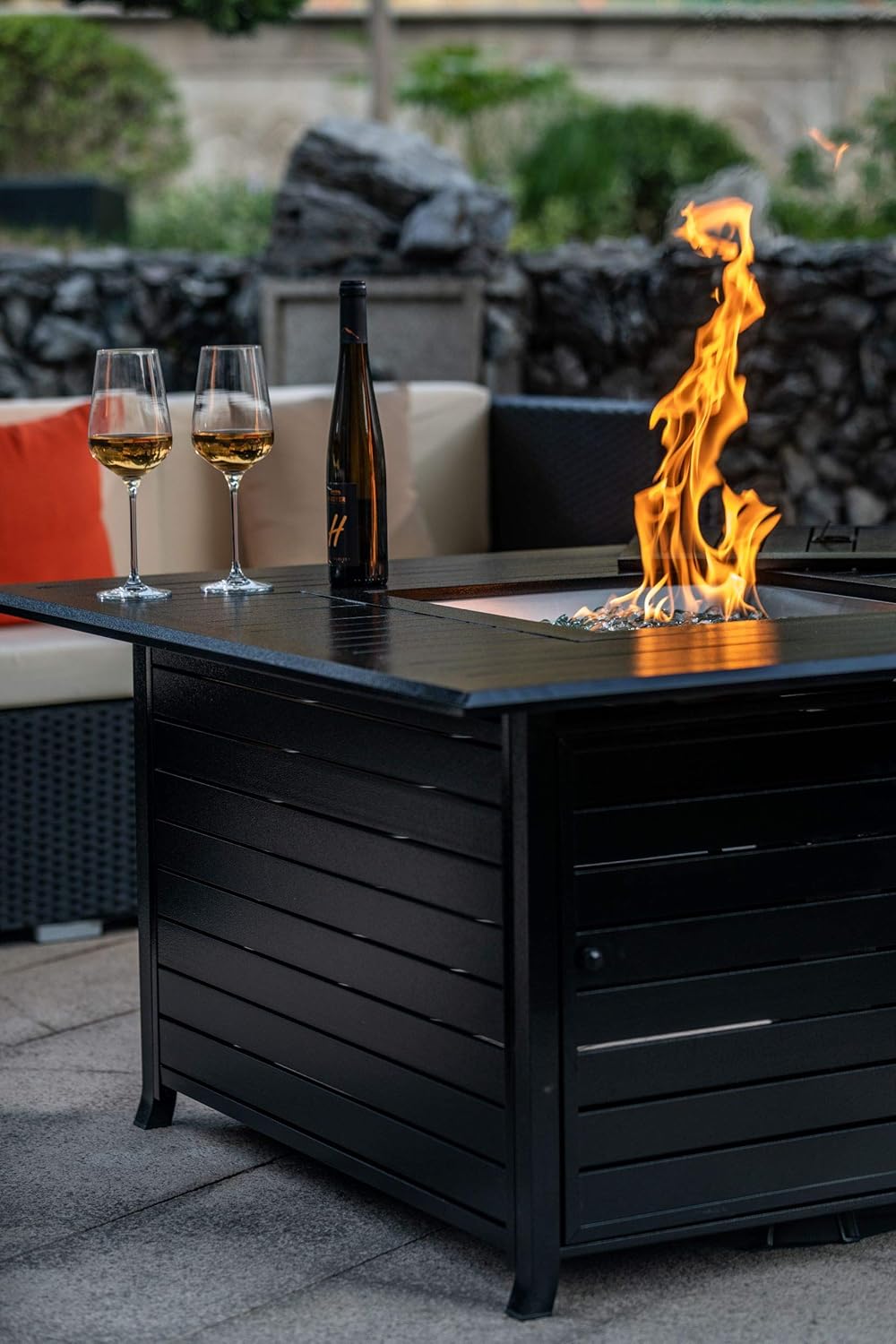 glass fire table on Legacy Heating 44 8 Inch Square Fire Pit Table Hammered Black Powder Coated Finish Amazon Ca Patio Lawn Garden