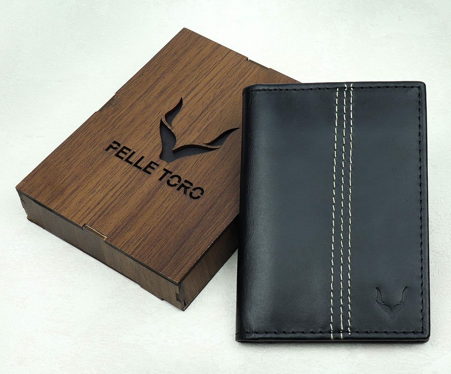 PELLE TORO Minifold Leather Credit Card Holder Wallet for Men Thin RFID Blocking Contactless Card Protector - Image 3