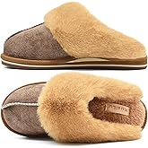 KuaiLu Womens Cozy Memory Foam Slippers Ladies Fuzzy Faux Fur Lined Warm Arch Support House Shoes Slip on Comfy Winter Scuff Indoor Outdoor Rubber Hard Sole