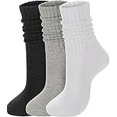 Ultrafun 3/5 Pairs Women's Scrunch Crew Socks Cotton Retro Boot Calf Slouch Socks Sports Casual