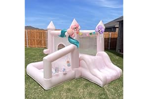 NINGHAOVOV Inflatable Bounce House with Ball Pit Pink Inflatable Indoor Bounce House,Jumping Bouncy House with Blower for Birthday Party Backyard Party Gifts