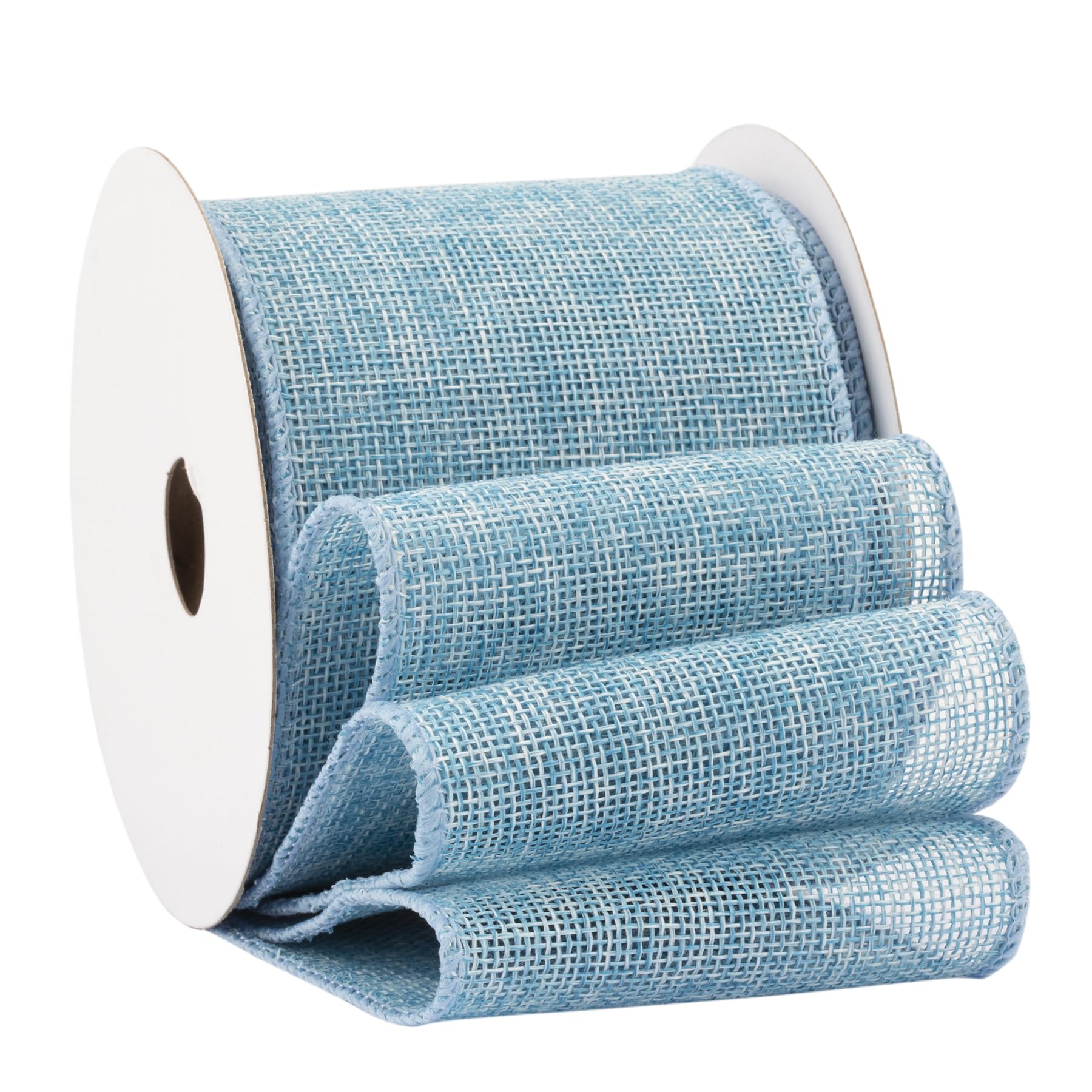 Fondersy 9-Meter Island Blue Burlap Ribbon Wired Burlap Ribbon - 75mm Width for Gift Wrapping, Floral Arrangements, Wreath Making, and Christmas Decor