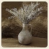 SEICASAYA Rustic Ceramic Farmhouse Flower Vase, Whitewashed Ceramic Clay Decorative Vase for Fresh and Dried Flowers, Home Decor Accent for Table, Living Room, and Shelf (S1)