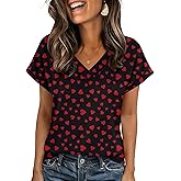 Zeagoo Womens Summer Tops Rolled Short Sleeve V Neck Shirts Casual Dressy Business Work Blouses Outfits