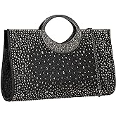 Dexmay Rhinestone Clutch Handbag with Crystal Handle for Wedding Party Elegant Clutch Purse for Women