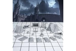 AUSPDICE 21pcs DND Camp Terrain Building Set – Unpainted Miniatures for Dungeons and Dragons, Warhammer, and Tabletop RPG Games
