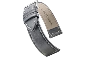 STUNNING SELECTION ALPINE flat Stitched Genuine Leather Watch strap with Quick Release Spring Bars - Black, Brown, burgundy, red, pink, blue, grey - 12-22 mm